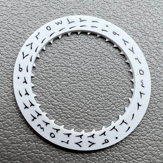 Two white Arabic date wheels for Miyota 8215 watch movement accessories.
