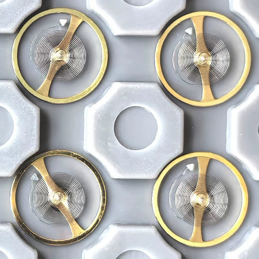 Original Japan-made balance wheel for Miyota 9015 movement, precise watch repair component.