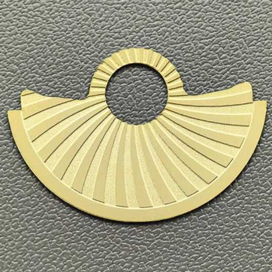 Golden oblique wavy rotor overlay for NH35 NH36 7S26 4R35 movements, stylish upgrade accessory.
