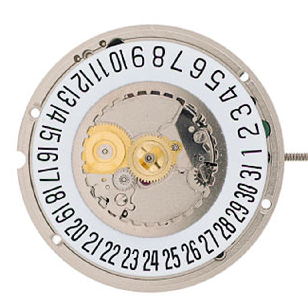 ETA 955.414 quartz watch movement with date display at 3 and 6 o'clock, Swiss precision.