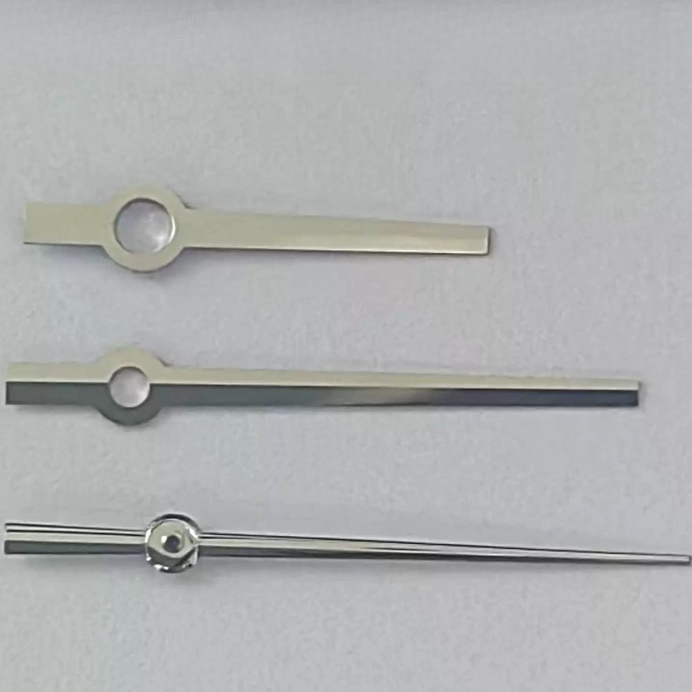 Silver watch hands for Datejust 116334 with 3135 mechanical movement, no lume, perfect for precise timekeeping.