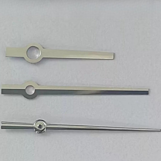 Silver watch hands for Datejust 116334 with 3135 mechanical movement, no lume, perfect for precise timekeeping.