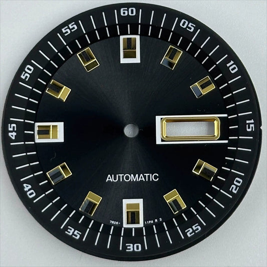Gradual black 37.5mm Datejust dial with golden nail markers, compatible with NH36 movement.