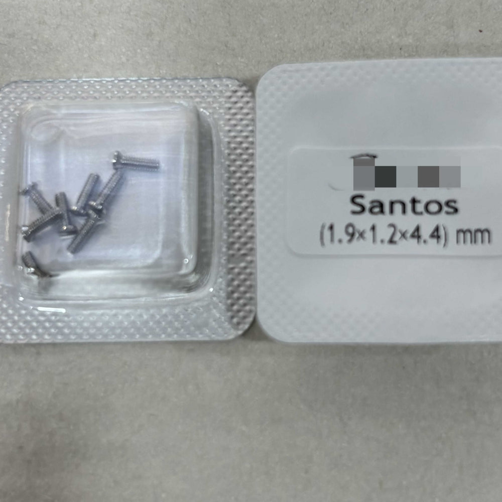 Santos watch repair part featuring 1.9x1.2x4.4mm case back cover buckle screws for secure fit.