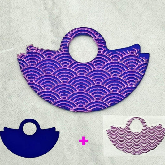 Purple wave rotor overlay for NH35 movement, enhancing watch aesthetics on navy blue background, branded design.