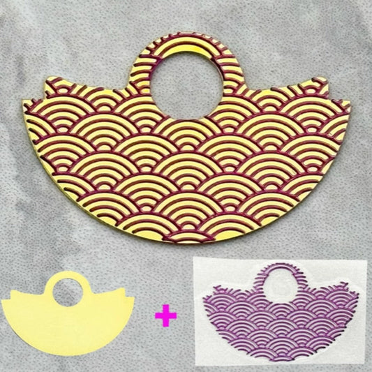 Golden background with purple wave design rotor oscillating weight, compatible with NH35 movements, Seiko brand.