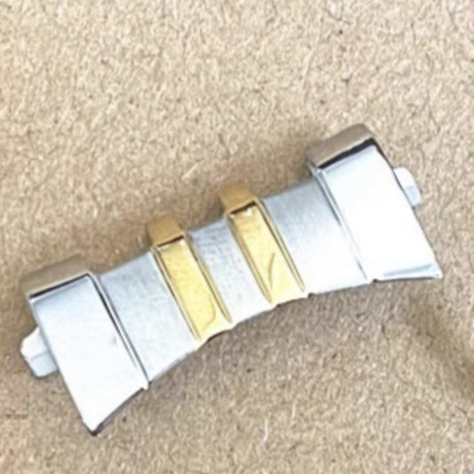 Golden and silver curved end links for watch bands, 22x4x1.7x3mm, enhancing Golden+Silver strap durability and style.