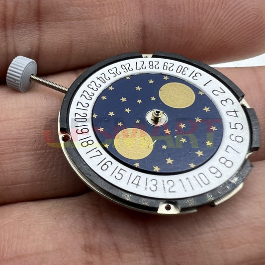 Ronda 708 quartz watch movement with date display at 6 o'clock, Swiss precision parts.