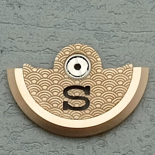 Golden Wave S font carved rotor oscillating weight, compatible with NH34 NH35 NH36 NH38 movements.