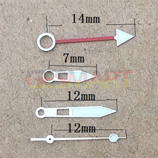 Silver trim green luminous hollow watch hands compatible with Miyota 8205, ideal for precise timekeeping upgrades.