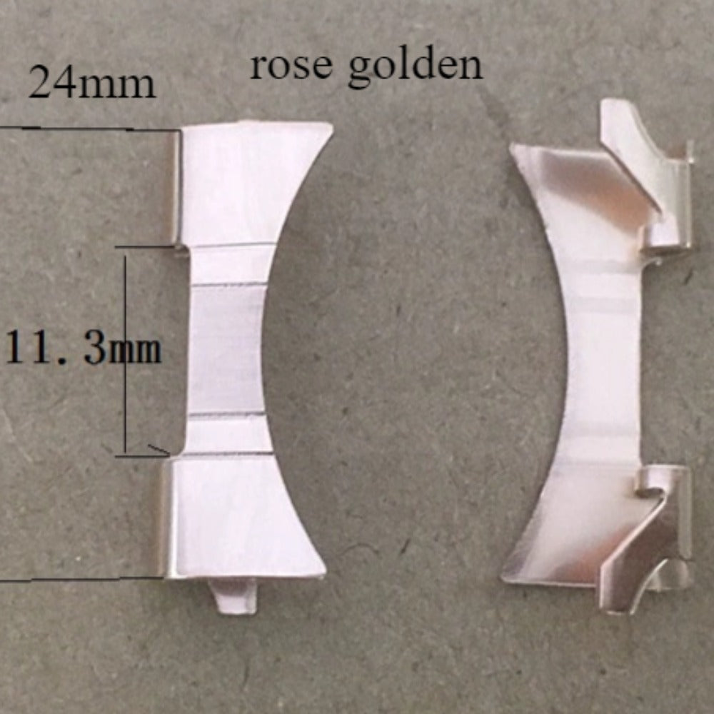 Rose Golden curved end links spring bars for 11.3x24mm bracelet watch band.