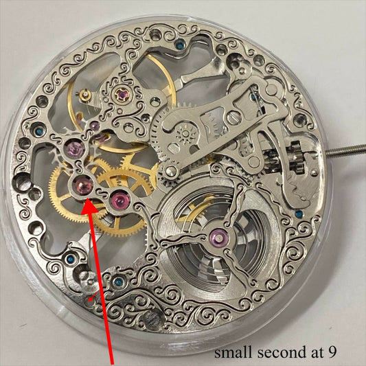 China Made ST3600 6497 hand winding mechanical watch movement with intricate carved silver detailing