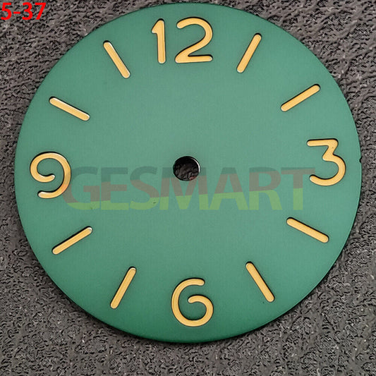 Green luminous watch dial designed for ST3600 ETA6497/6498 movement, perfect for precise timepieces.