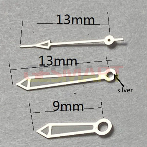 Silver Green Lume Watch Hands Set for Miyota 2315 2035 2036