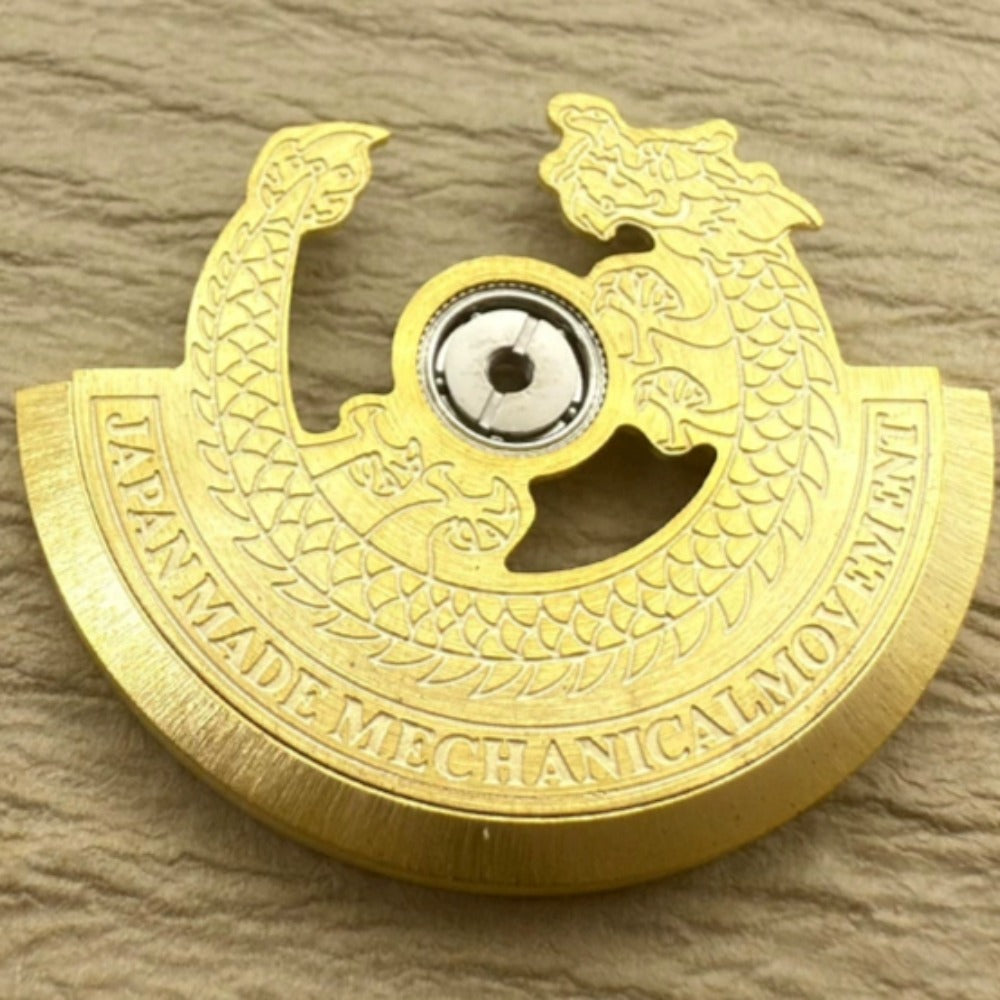 Golden Dragon carved rotor for NH35 NH36 watch movement, enhancing style and performance.