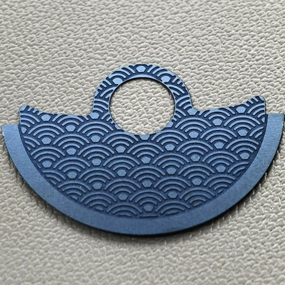Dark blue wave rotor overlay for NH35 NH36 7S26 4R35 movements, enhancing watch accessory style.