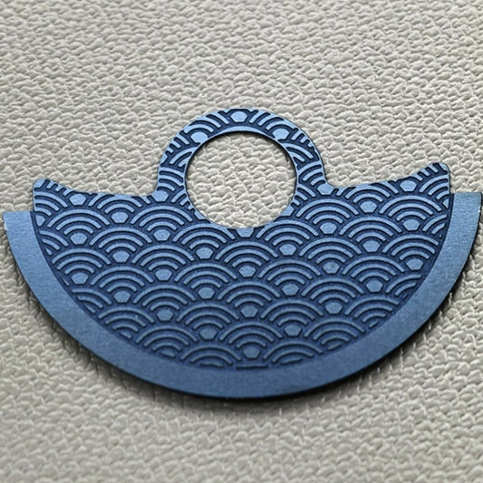 Dark blue wave rotor overlay for NH35 NH36 7S26 4R35 movements, enhancing watch accessory style.