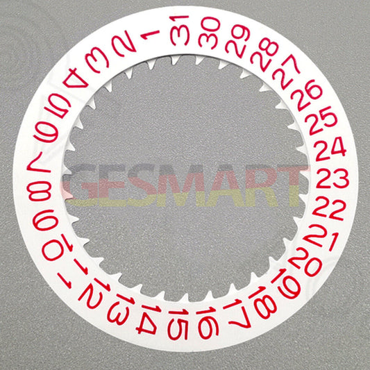 Red font date disk wheel for NH36 NH35 watch movement, date at 3 o'clock, Crown Position 3.8, Seiko-compatible.