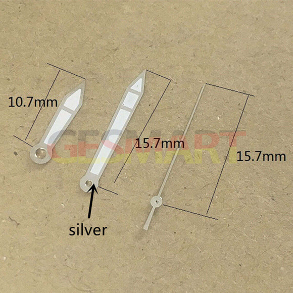 15.7mm Silver Trim White Painted Watch Hands for Miyota Movements