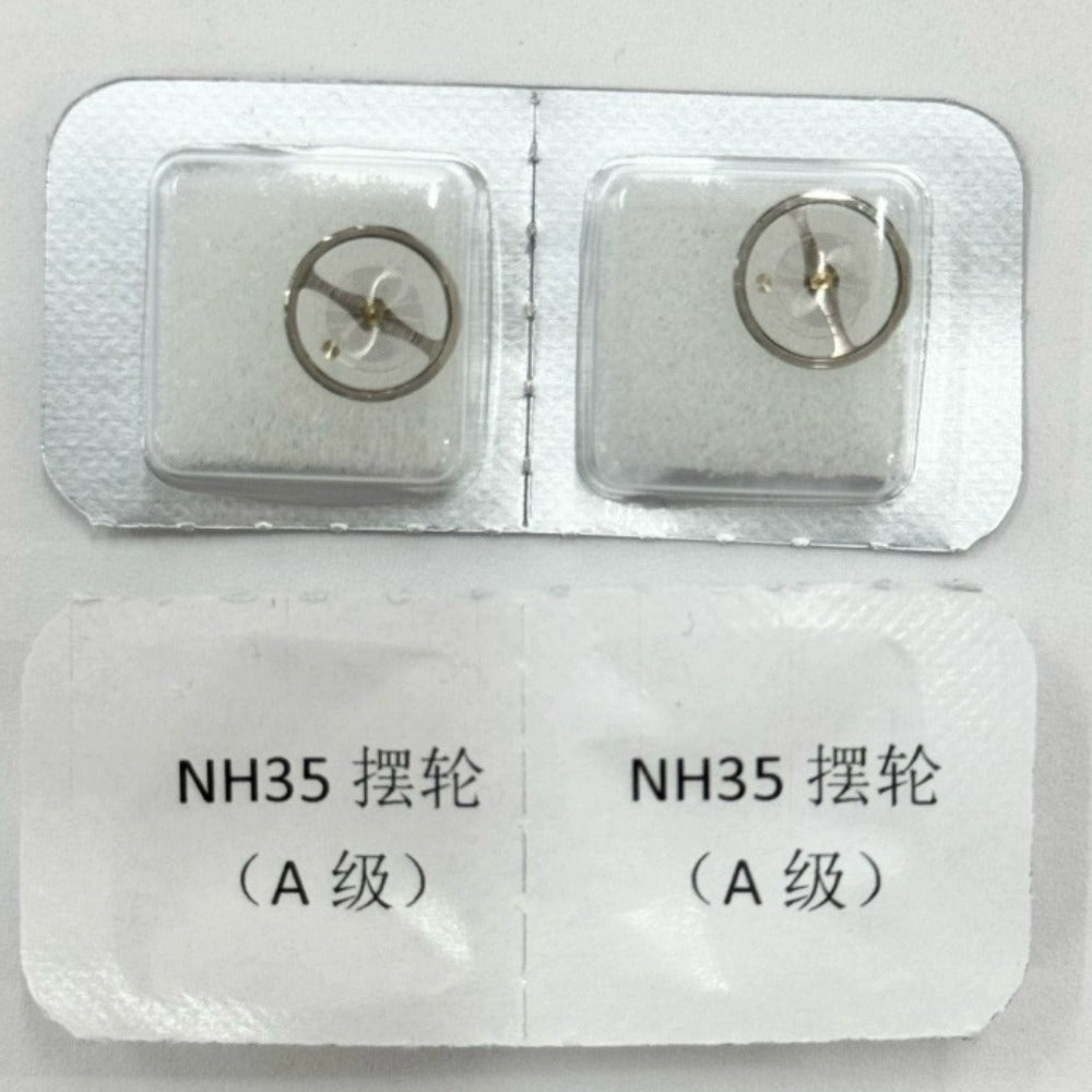 Precision balance wheel with hairspring for NH35/NH36 movement, enhancing watch accuracy and performance.