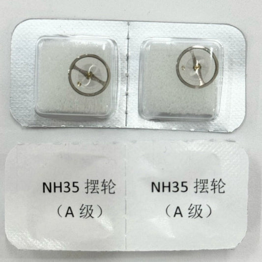 Precision balance wheel with hairspring for NH35/NH36 movement, enhancing watch accuracy and performance.