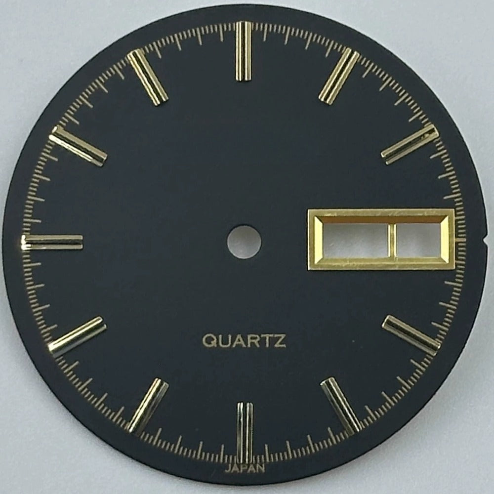Black 28.5mm No Lume Datejust watch dial with golden nails, custom fit for 2305 movement.