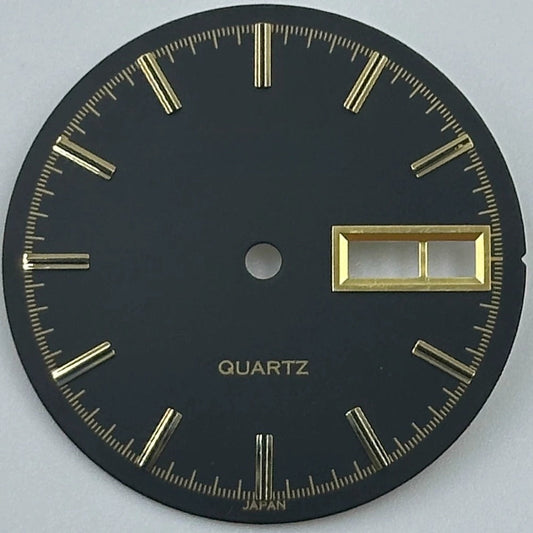 Black 28.5mm No Lume Datejust watch dial with golden nails, custom fit for 2305 movement.