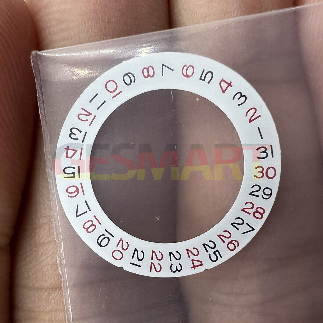 Red date wheel overlay for ETA2824 2836 & Miyota 8215/8200 movements, date at 3 o'clock.