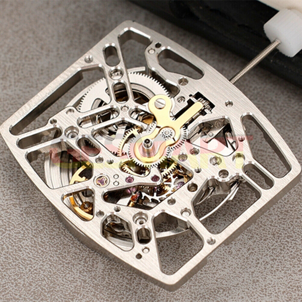 Silver Rectangle Hollow Automatic Mechanical Movement: HZ2788A