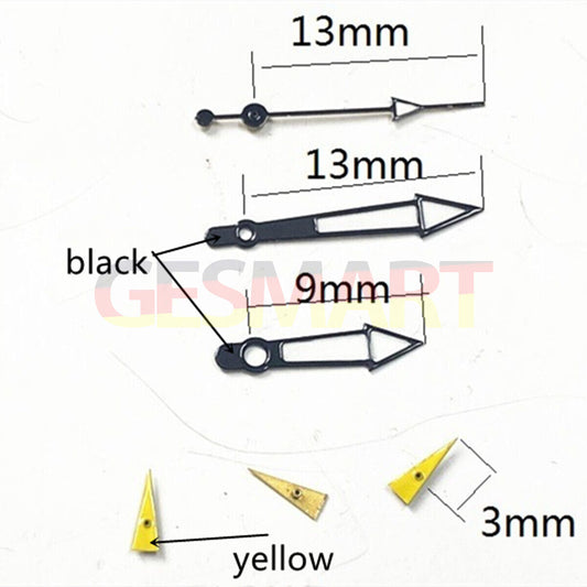 Yellow small second hand with black trim for Miyota OS10 OS20 OS60 OS80 watch movements.