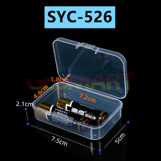 1. Compact 10pcs rectangular storage boxes 2.1x7.5x5cm with hinged lids for organizing small parts.  