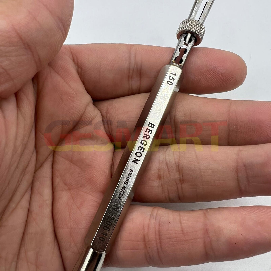 Bergeon 30610 DI 1.50mm barrel arbor holder for precise watch movement repairs.