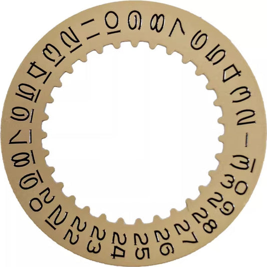 Golden date disk wheel for 3235/3285 mechanical watch movement, precise font type 9, Generic brand.