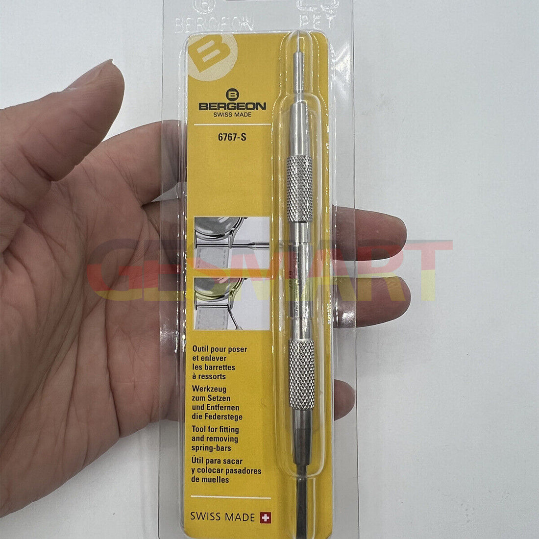 High-Quality Bergeon 6767-S Spring Bar Tool for Watch Bracelet Fitting & Removal - Stainless Steel, Replaceable Tips, Ideal for Watch Band Adjustments