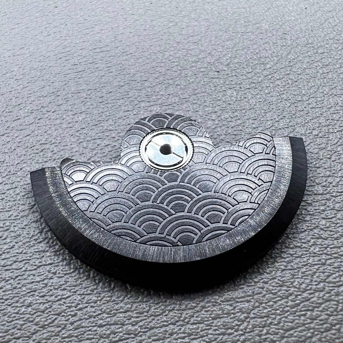 Black waved rotor oscillating weight compatible with NH34, NH35, NH36, NH38 movements.