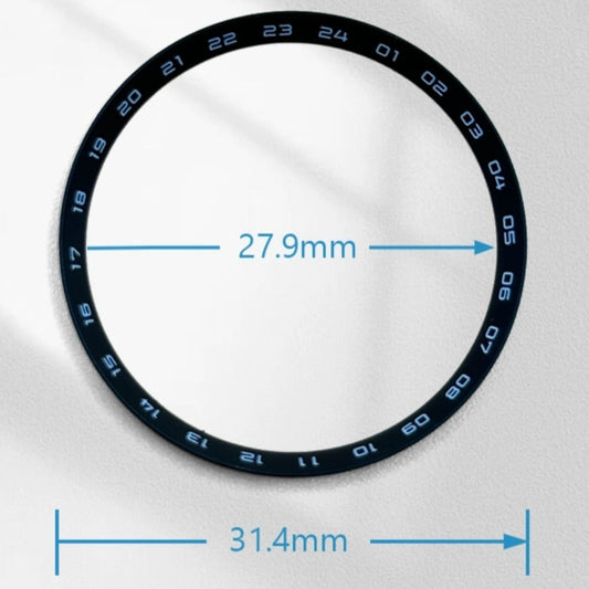 Black metal chapter ring for watch repair, 31.4x27.9mm, durable replacement part for precise restoration.