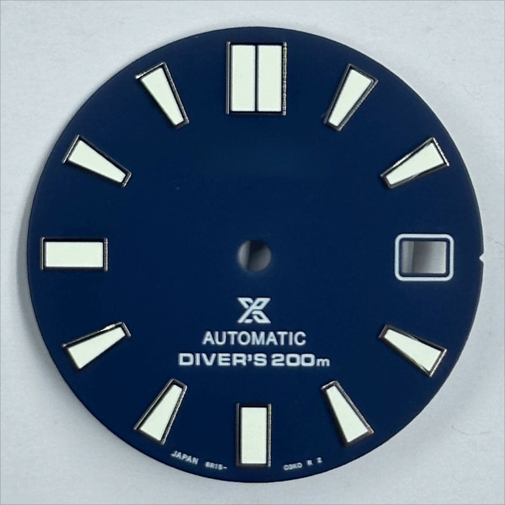 Dark blue 28.5mm luminous watch dial with green markers for NH35 NH36 movements.
