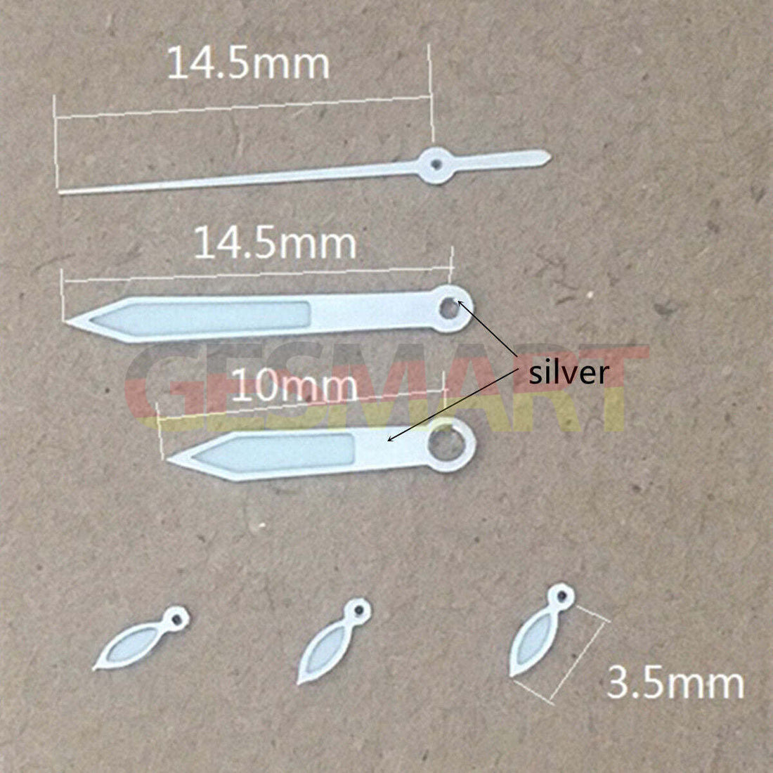 Arrow-shaped 14.5mm green luminous watch hands for Miyota OS10 OS20 OS60 OS80, enhancing night readability.