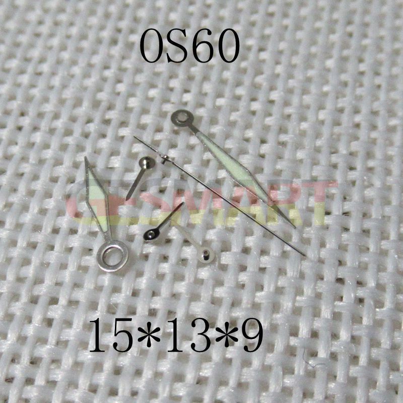 Diamond-shaped green lume watch hands, 15x13x9mm, designed for Miyota OS60 movement, high visibility accessory.