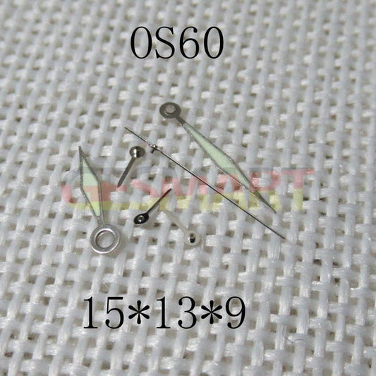 Diamond-shaped green lume watch hands, 15x13x9mm, designed for Miyota OS60 movement, high visibility accessory.