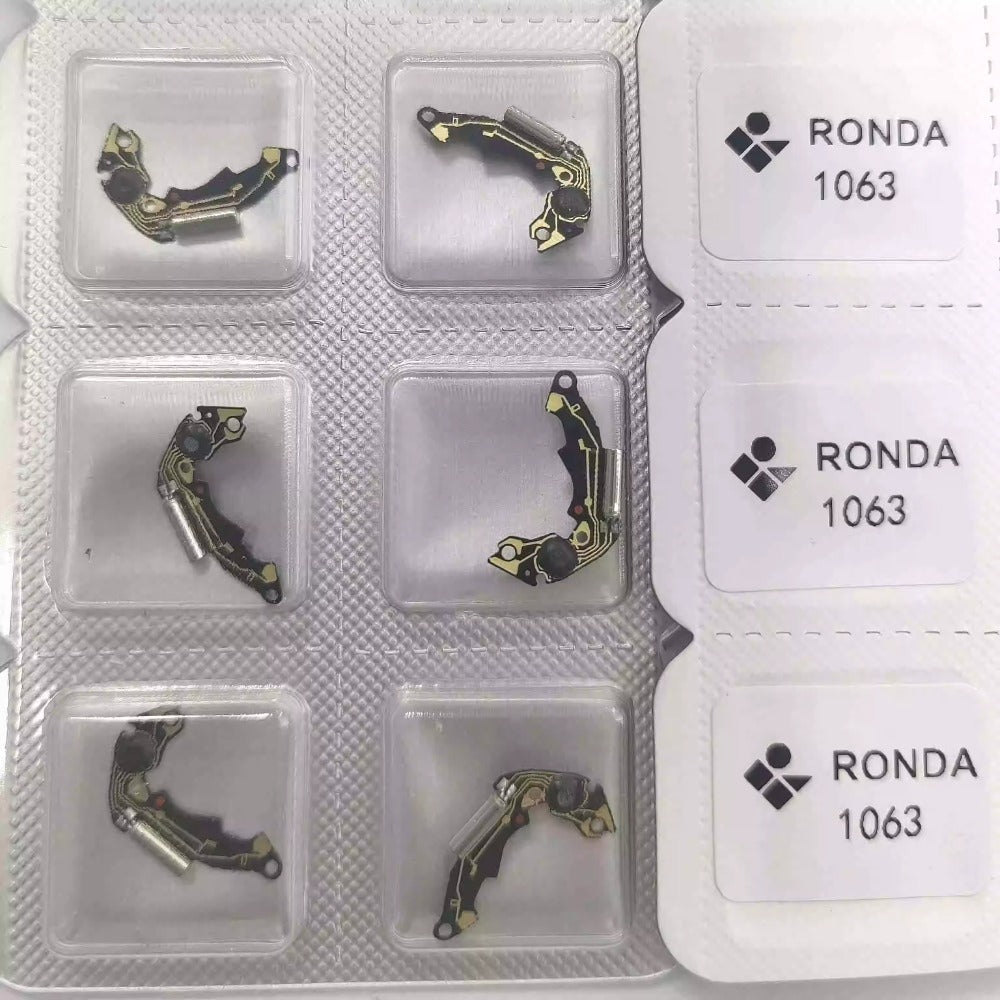 Set of 3 Swiss Made Ronda 1063/1064/1069 circuit boards for precision watch repair parts.