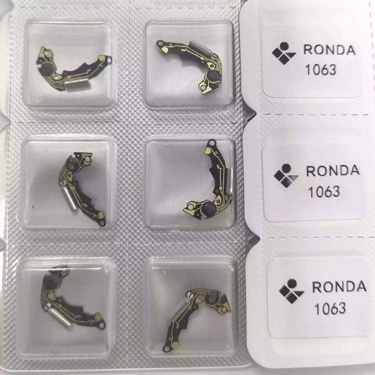 Set of 3 Swiss Made Ronda 1063/1064/1069 circuit boards for precision watch repair parts.