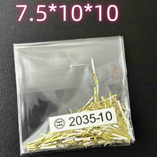 Set of 100 pairs 10mm golden trim green lume watch hands for Miyota 2035 and 2115 movements