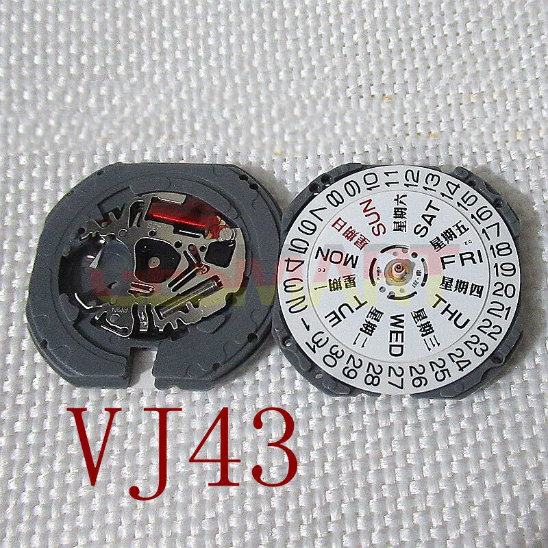 Hattori Epson TMI VJ43B Quartz Watch Movement - Japan Made, Day/Date, 3 Hands