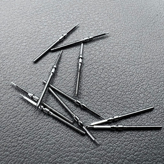 Set of 10 watch winding stems compatible with Mingzhu China 2813 and 8205 movements for repairs.