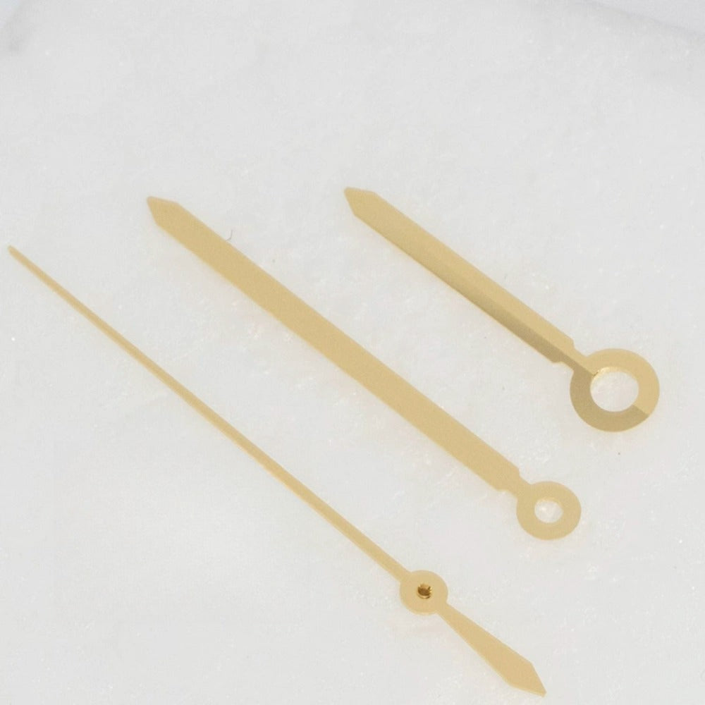 Golden 3 hands set by T099 for ETA C07.111 movement, no lume, perfect for watch modifications.