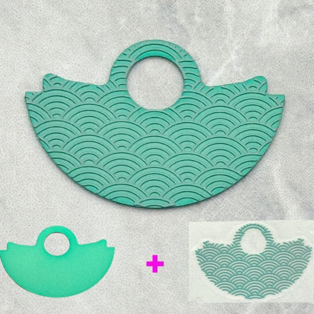 Mint green background showcasing Forest Green Wave Up Slice rotor weight, compatible with NH35 movements.