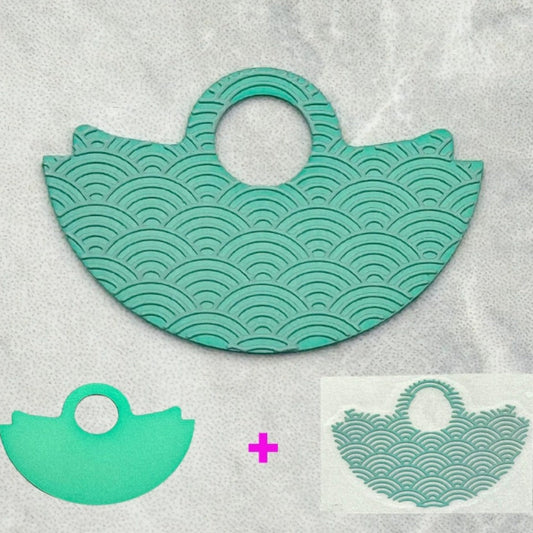 Mint green background showcasing Forest Green Wave Up Slice rotor weight, compatible with NH35 movements.