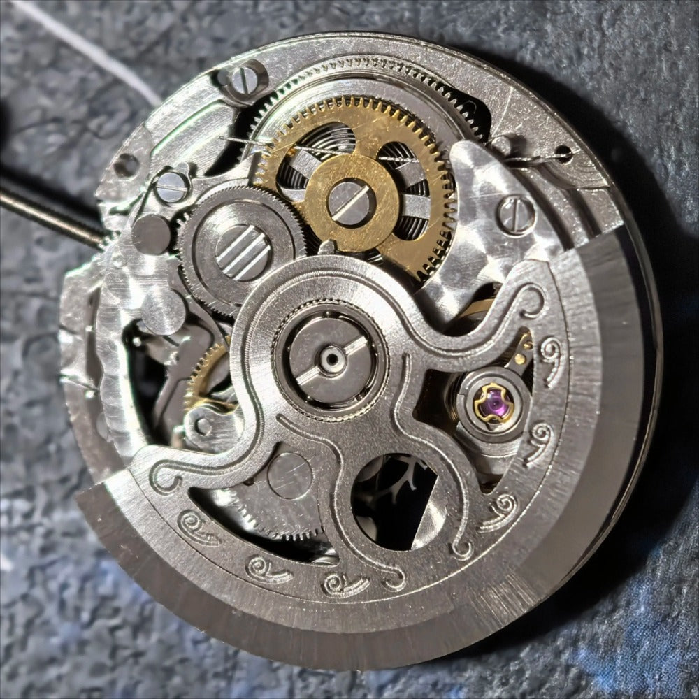 Hollow Hangzhou 2189 automatic watch rotor with silver finish and 3-hand mechanical movement by China Made