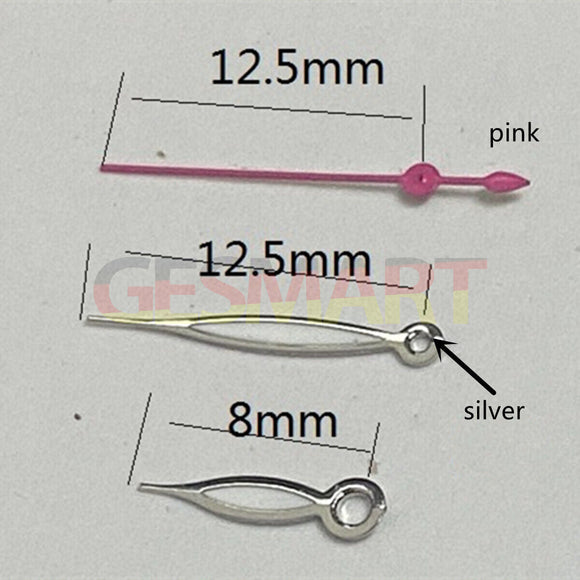 Silver Trim Pink Second Hand Watch Hands for Miyota Movements